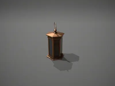 Brass Antique Lantern Low-poly 3D model