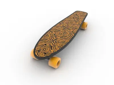 Skateboard with zebra pattern Low-poly 3D model