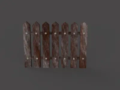 Ancient wooden fence  Low-poly 3D model