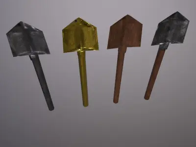 Shovel Lowpoly gold sword Low-poly 3D model