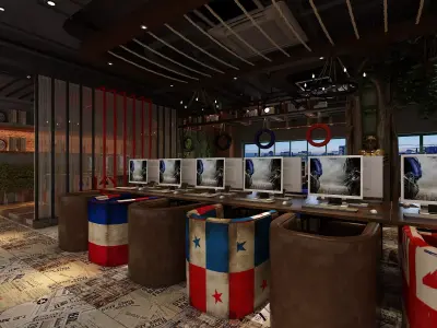 Industrial LOFT Internet Cafe 3D model