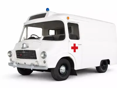1960s Vintage Ambulance Antique Classic Emergency Vehicle 3D model
