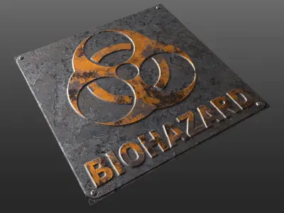Metal biohazard Sign Sci-Fi Seamless PBR Texture Texture