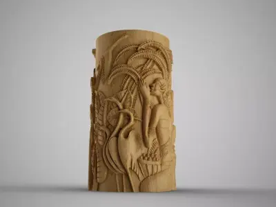 Hieroglyphic relief Cylinder Box 3D print model