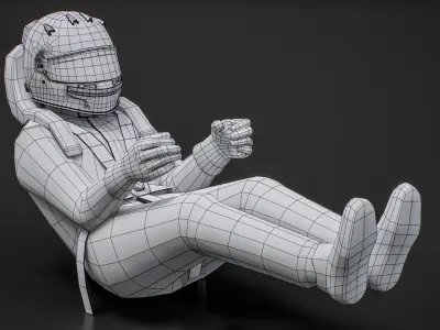  Formula 1 Racing Driver White Mockup 