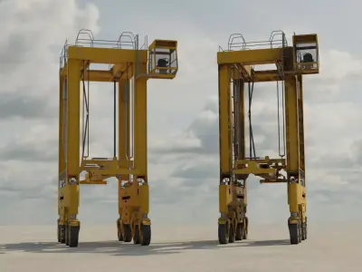 Harbor Straddle Crane Low-poly 3D model