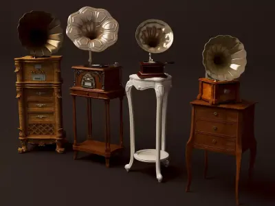 Antique Record Player Model Low-poly 3D model