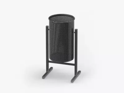 Dust Bin Outdoor Metal 02 Low-poly 3D model
