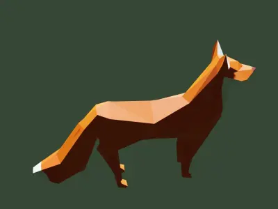 low poly forest 3D model polygonal fox Low-poly 3D model