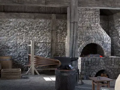 Medieval Armory and Smithy Building 3D model