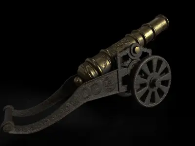 Antique Signal Cannon Low-poly 3D model