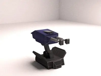 3D Turret Gun Low Poly  Low-poly 3D model