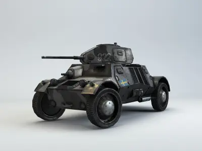 Low Poly Pansarbil M39 armored car Low-poly 3D model