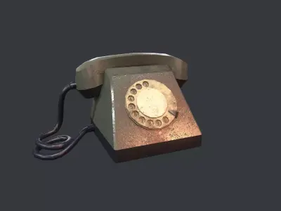 Retro Telephone Low-poly 3D model