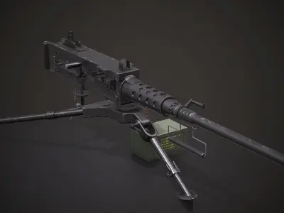 Machine gun - Browning M2 - Low Poly 3d Model Low-poly 3D model