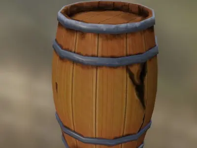 wooden barrel   Low-poly 3D model