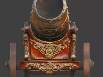 Vintage Circus Human Cannon 3D Model V02 Low-poly 3D model