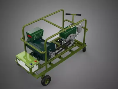 ARMY MILITARY TACTICAL FIELD GENERATOR SET GENSET WHEELED CART 3D model