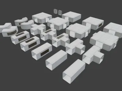Kit bash space modules sci-fi Low-poly 3D model