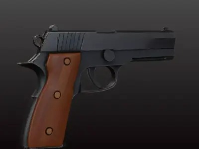 Realistic Low-Poly Pistol 3D Model Handgun with PBR Textures 3D model