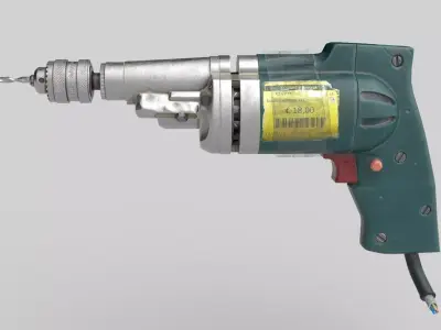 Vintage drill machine Free low-poly 3D model
