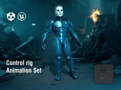 Futuristic Cyborg with Metallic Armor Low-poly 3D model
