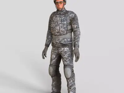 Military Soldier man Realistic Rigged Low-poly 3D model