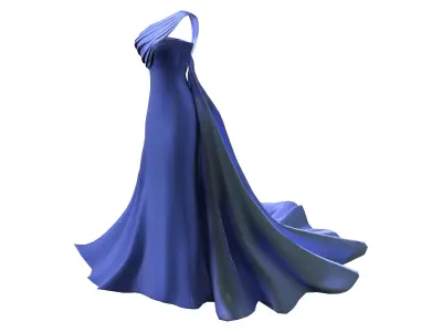 Royal Blue Dress Low-poly 3D model