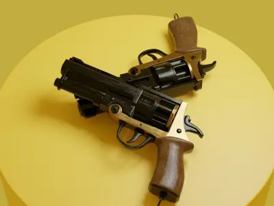 Black and gold Revolver 3D model