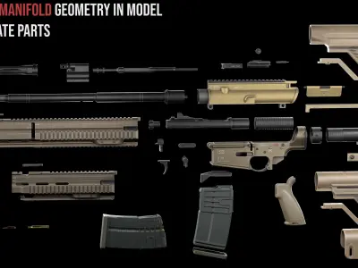 Modular Sniper Rifle HK G28 standart Low-poly 3D model