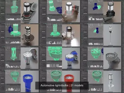 Automotive lighhtbulbs 3D Model Pack