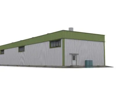 Garage industrial building Low-poly 3D model