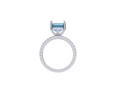 Emerald Solitaire Ring 3D print model 57