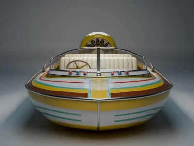 RetroJet 77  Vintage Airboat Cruiser Low-poly 3D model