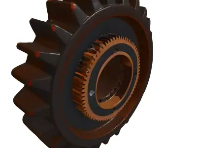 Industrial Gear Assembly Rusty Metal 3D model