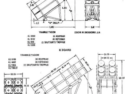 NATO RGM 84A Harpoon antiship missile and Launcher Mk 141 3D model