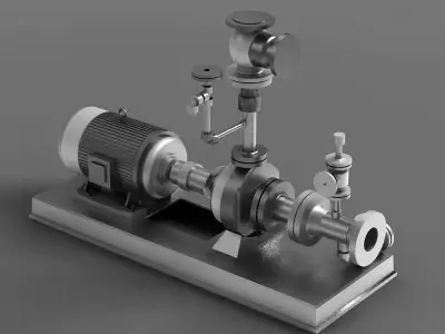 Motor crusher air valve pump factory equipment 3D model
