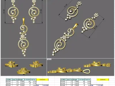 3dm-stl files of earring pendent set 3D print model