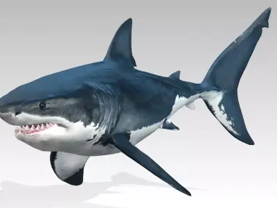 Great White Shark Low-poly 3D model 14