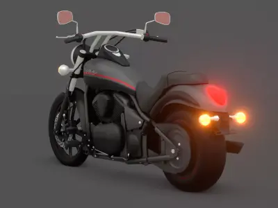 Kawasaki VN900 Custom Cruiser Motorcycle 3D Model Low-poly 3D model