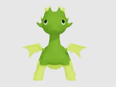 Green Cute  dragon  3D model