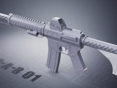 Modern Assault Rifle  Low-poly 3D model