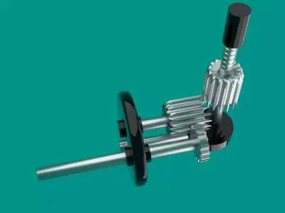  Mechanical Gear with Chrome and Glossy texture Low-poly 3D model