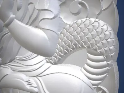 Carved panel painting STL 3D print model 7