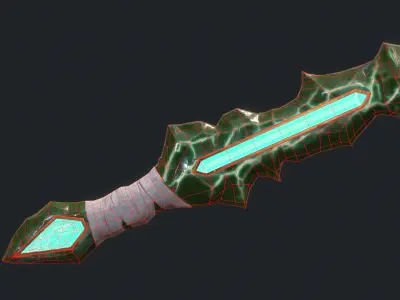 Fantasy Stylish- Dagger of Crystal Low-poly 3D model