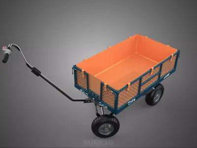 ELECTRIC GARBAGE RUBBISH TRASH TRAILER CART DUMP WAGON BIN TRUCK 3D model