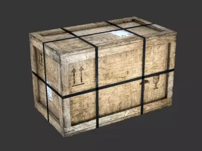 wooden crate with pp straps PBR 4K Low-poly 3D model