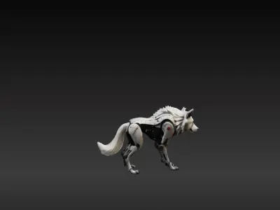 Cybernetic Wolf  Sci Fi Creature Low-poly 3D model