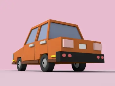Low-Poly cartoon car 3D model  Low-poly 3D model