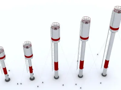 Water towers Low-poly 3D model